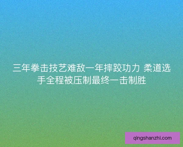 三年拳击技艺难敌一年摔跤功力 柔道选手全程被压制最终一击制胜 三年拳击技艺难敌一年摔跤功力 柔道选手全程被压制最终一击制胜
