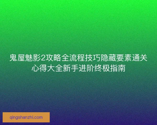 鬼屋魅影2攻略全流程技巧隐藏要素通关心得大全新手进阶终极指南