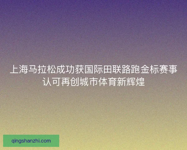 上海马拉松成功获国际田联路跑金标赛事认可再创城市体育新辉煌