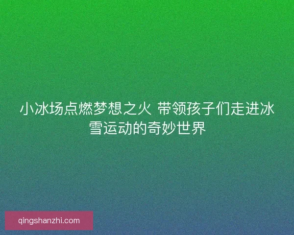 小冰场点燃梦想之火 带领孩子们走进冰雪运动的奇妙世界